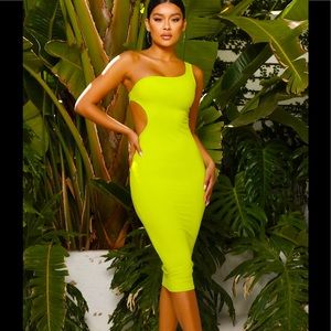 Snatched Midi Dress - Lime